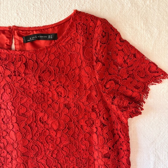 Stunning Zara Crochet Lace Short Sleeve Sheath Dress | Medium - Picture 10 of 12